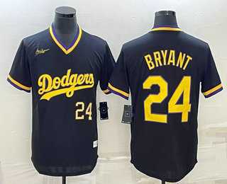 Mens Los Angeles Dodgers #24 Kobe Bryant Number Black Stitched Pullover Throwback Nike Jersey->los angeles dodgers->MLB Jersey